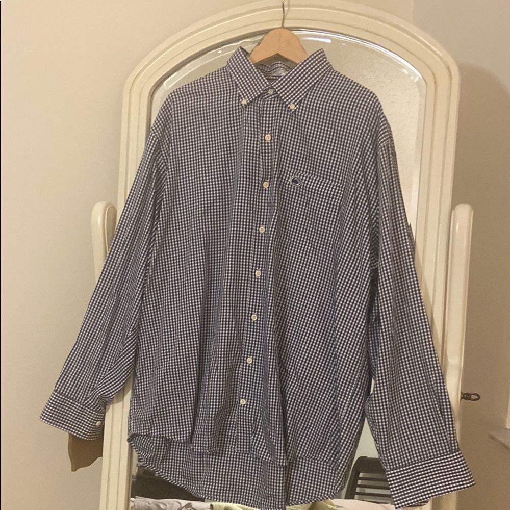 Classic Blue Checkered Men's Shirt with Penn State Logo